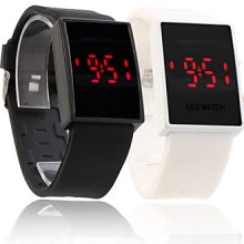 Silicone Band Couple Sports Red Style LED Wrist Watch