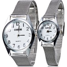 Silver Couple Style Unisex Steel Analog Quartz Wrist Watch