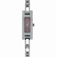 Silver Cute Small Womens Gucci Brand Name Hot Watch With Pink Patterned Dial