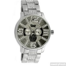 Silver Finish Iced Numbers Bling Unique Hip Hop Watch