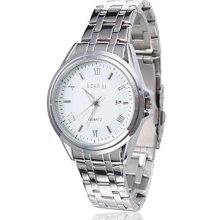 Silver Men's Dress Style Quartz Alloy Analog Wrist Watch