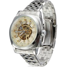 Silver Men's Fashion Style Alloy Analog Mechanical Wrist Watch