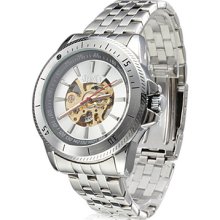 Silver Men's Wrist Fashion Style Alloy Analog Mechanical Watch