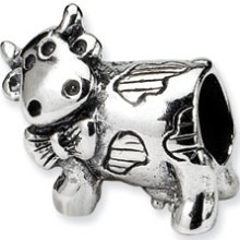 Silver Reflection Kids Cow W Bow Bead Fits Others