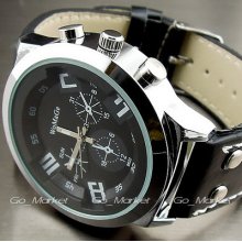 Simple Unisex Luxury Elegant Black Modern Fashion Leather Wristwatch Wa021