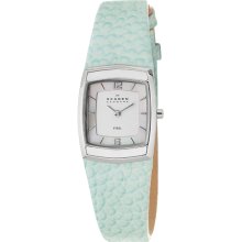 Skagen Blue-Green Women's Leather Steel Case MOP Inlay Watch 855SSLI