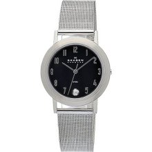 Skagen Ladies Black Dial Stainless Steel Mesh Bracelet Watch O16lssb