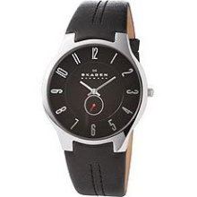 Skagen Mens Watch Black Ultra Thin with Small Second Hand 433XLSLB