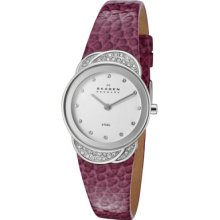 Skagen Watches Women's White Swarovski Crystal White Dial Purple Genui