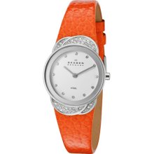 Skagen Watches Women's White Swarovski Crystal White Dial Orange Genui