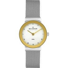 Skagen Women's Classic 358SGSC Silver Stainless-Steel Quartz Watch with White Dial