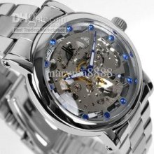 Skeleton Men's Watches Crystal Stainless Steel (silvecore) Luxury Au