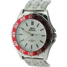 Slazenger Mens Red Bezel Steel Watch/official Stockist/ (rrpÂ£35)