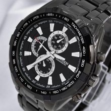 Sport Quartz Stainless Steel Men Hours Wrist Watch Luxury Water Proof Black