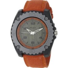 Sprout Mens Eco Friendly Analog Resin Watch - Orange Cotton Strap - Wood Dial - ST/3001GYGYOR