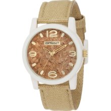 Sprout Mens Eco Friendly Analog Resin Watch - Beige Cotton Strap - Cork Dial - ST/5511CKKH