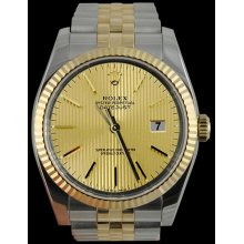 SS & gold jubilee datejust rolex men watch champagne stick dial fluted bezel