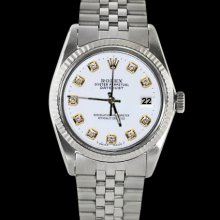 SS jubilee white diamond dial fluted bezel datejust rolex gents watch