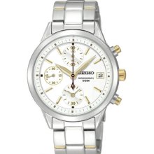 Stainless Steel 35mm Two Tone Chronograph Silver Tone Timepiece