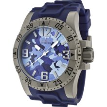 Stainless Steel 50mm Excursion Diver Blue Camo Dial Rubber Strap