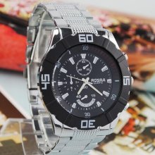 Stainless Steel Band Fashion Men Quartz Wrist Watch Decorate Dial Hand Light