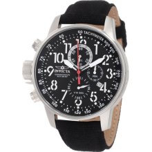 Stainless Steel Lefty Force Chronograph Black Dial Canvas And Leather Strap