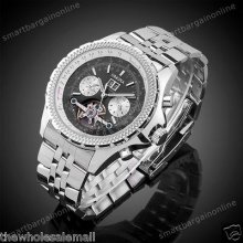 Stainless Steel Tourbillion Automatic Mechanical Watch Classic Dial Mens Wrist