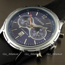 Steel Water Elegant Quartz Hours Hand Date Black Rubber Men Wrist Watch Wh153