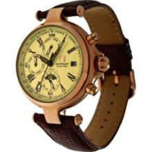 Steinhausen Men s Three Eyes Automatic Leather Strap Watch CHOCOLATE