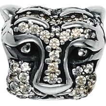 Sterling Silver Cougar Champagne Swarovski Zirconia Moress Bead St-47b