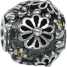 Sterling Silver Flower Yellow Swarovski Zirconia Moress Bead St-36