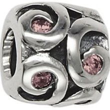 Sterling Silver Pink Swarovski Zirconia Swirl Moress Bead St-19d