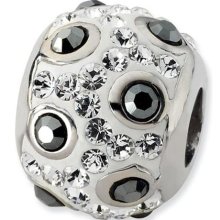 Sterling Silver White & Black Crystal Bead ...