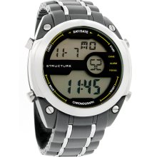 Structure by Surface Mens XL Digital Alarm Chrono Gray Sport Quartz Watch 32354