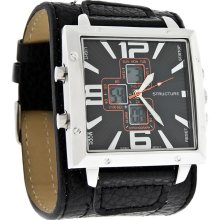 Structure by Surface Mens XL Analog-Digital Chronograph Black Cuff Watch 32394