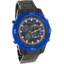 Structure By Surface Mens Analog/Digital Black ION Bracelet Quartz Watch 00133