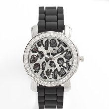 Studio Time Silver Tone Simulated Crystal Leopard Watch - Women