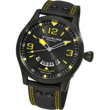 Stuhrling 141a 335565 Black Eagle Brigade Swiss Quartz Pilot Date Mens Watch