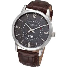 Stuhrling 345 3315k54 Jupiter Swiss Quartz Day/date Grey Dial Leather Mens Watch