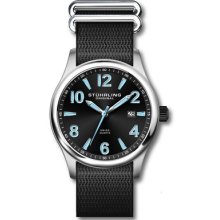 Stuhrling 406a 331ob51 Mens Nighthawk Swiss Quartz Date Black/blue Canvas Watch