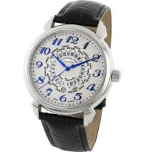 Stuhrling Original 118A.331516 Mens Traveler Classic Swiss Quartz Stainless Steel Case and Crown; Silvertone Case-Back and Screws; Silvertone Main Dial with Black Printing for Logo