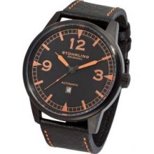 Stuhrling Original 129XL.335557 Mens Automatic Tuskegee Warhawk Black PVD Caseandamp;#44; Crownandamp;#44; Case-Back and Rotor; Black Dial with Coral Logo and Text