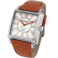Stuhrling Original 149C.3315F23 Mens Manchester Ozzie Automatic Stainless Steel Case with Silver Dial and Orange Hands