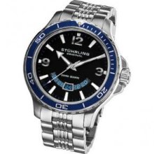 Stuhrling Original 270B.33116 Mens Diver on Stainless Steel Case and Bracelet and Black Dial and Blue Bezel