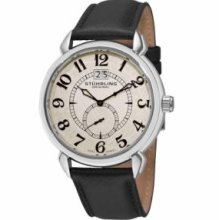 Stuhrling Original 50E.331543 Mens Eternity Swiss Quartz with Stainless Steel Case White Dial and Black Strap Watch