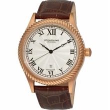 Stuhrling Original 91C.3345K2 Alpine Girl Slim Swiss Quartz with Rose Tone Plated Stainless Steel Case Silver Dial and Brown Leather Strap Watch