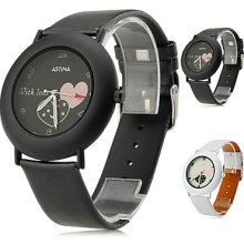 Style Women's Heart-shaped PU Analog Quartz Wrist Watch (Assorted Colors)
