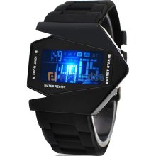 Stylish Digital Watch with Colorful Light & Silicone Strap (Black)