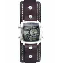 Surface Mens' Brown Leather Watch with Square Multi Dials - A CLASSIC