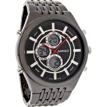 Surface Mens Xl Red Analog Digital Black Ionic Quartz Chronograph Watch